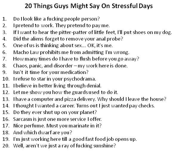 Say things guys 18 Weird,